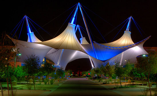Builder: USA-Shade and Fabric Structures, Dallas, Texas Architect: FTL Studios, NYC Engineer: Wade Consulting Group, Brisbane, Australia Fabricator: Atkins Software: NDN Membrane